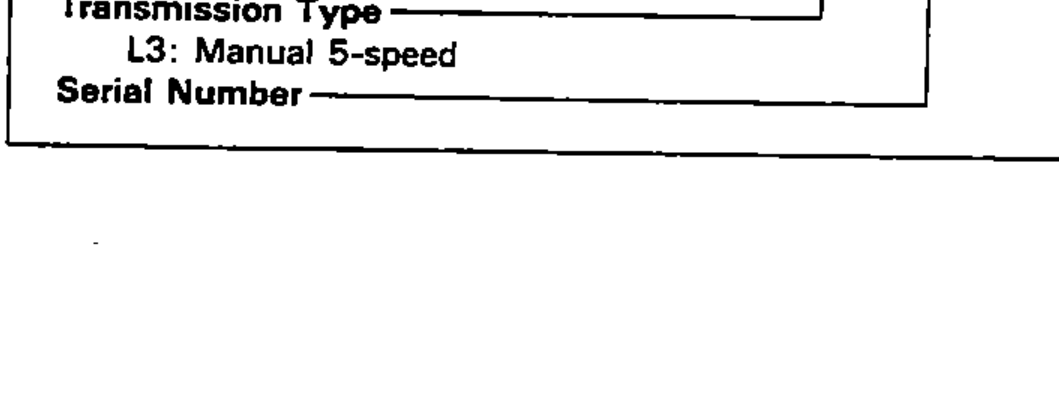 Leader-line breakdown of the Transmission Number, example L3-1000001, decoding transmission type and serial number.