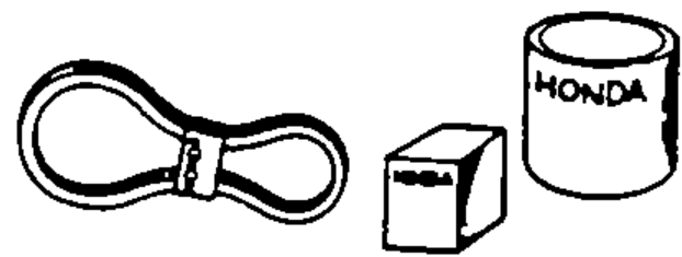 Illustration of genuine HONDA parts and a HONDA lubricant can, depicting using genuine Honda parts and lubricants or equivalent.