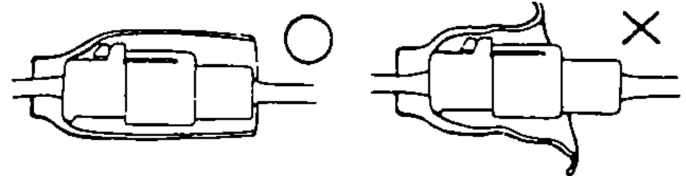 Plastic cover placed properly over the mating coupler (O) vs distorted cover (X), depicting installing the plastic cover after reconnecting.