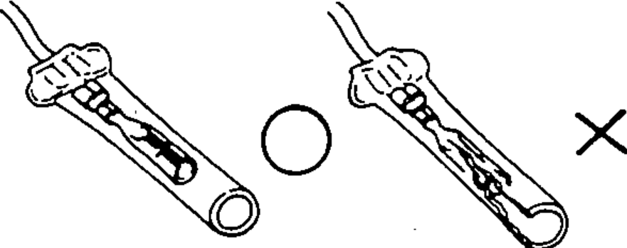 Connector cover shown correct (O, intact and tight) vs incorrect (X, damaged/loose), depicting checking each connector cover before clamping.