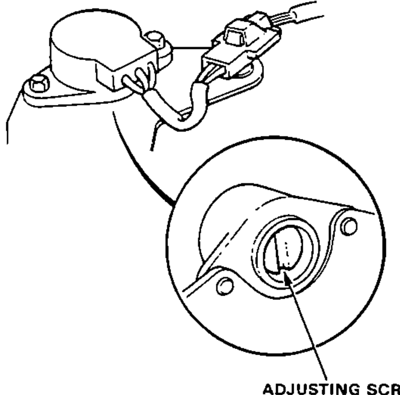 IMA sensor close-up showing the location of the ADJUSTING SCREW used to adjust idle CO on models without CATA.