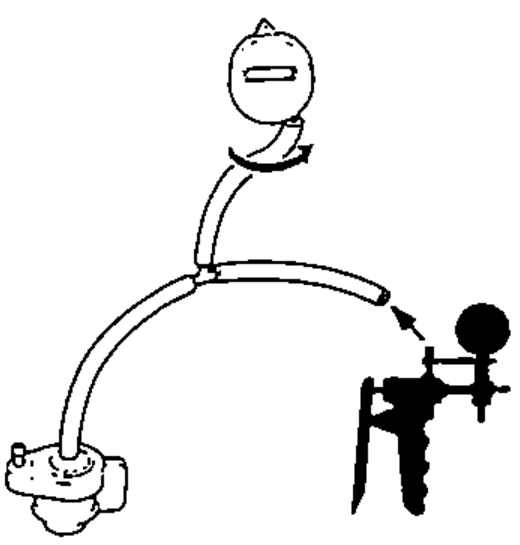 Same setup with the gauge and pump hoses moved to the pressure side for the pressure test [Without CATA Ex. KY].
