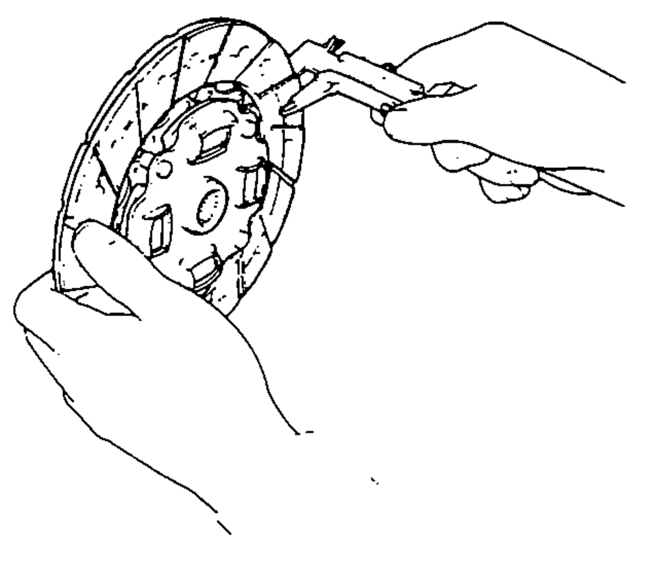 Measuring the clutch disc thickness with a caliper/micrometer.