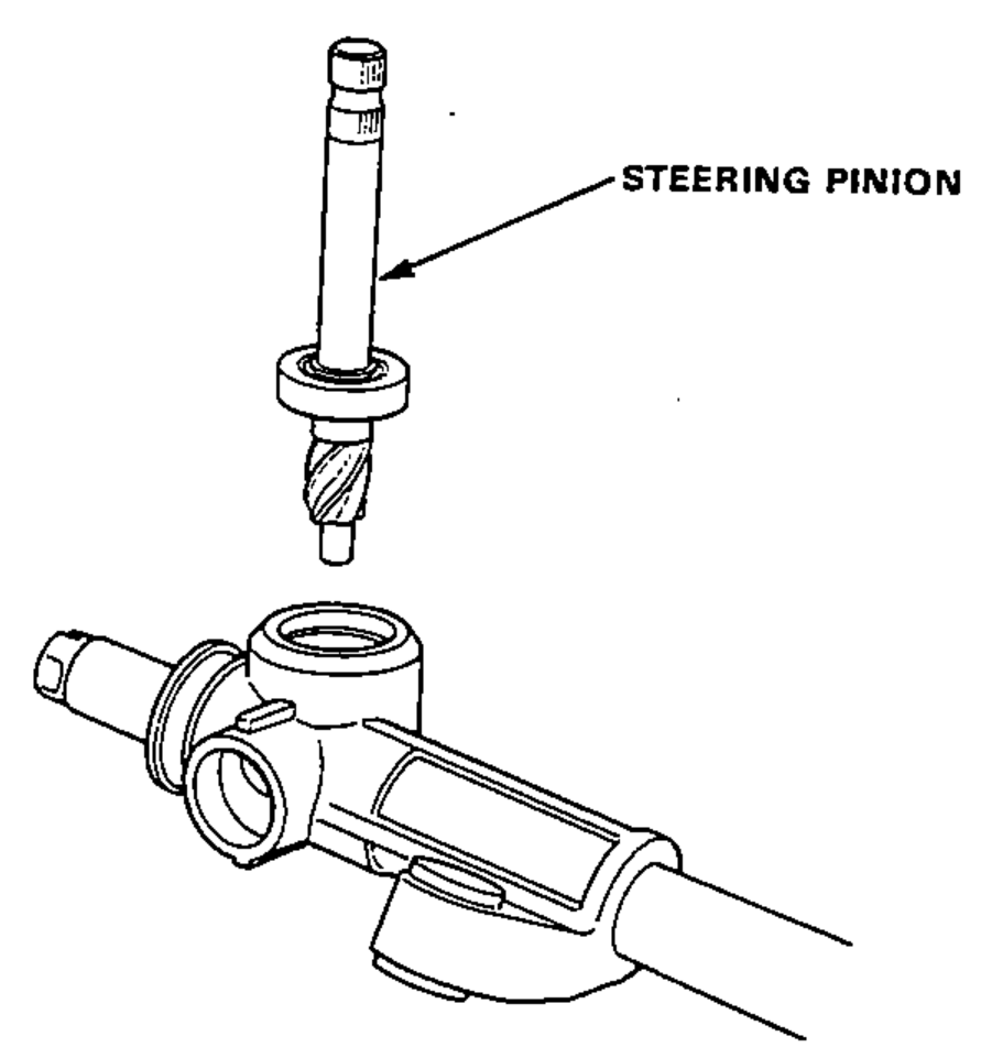 Steering pinion being installed into the gear housing.
