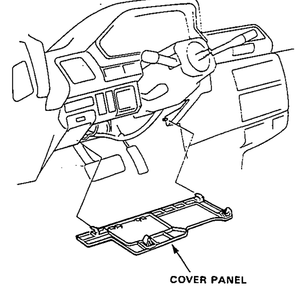 Cover panel being installed under the dashboard / steering column.