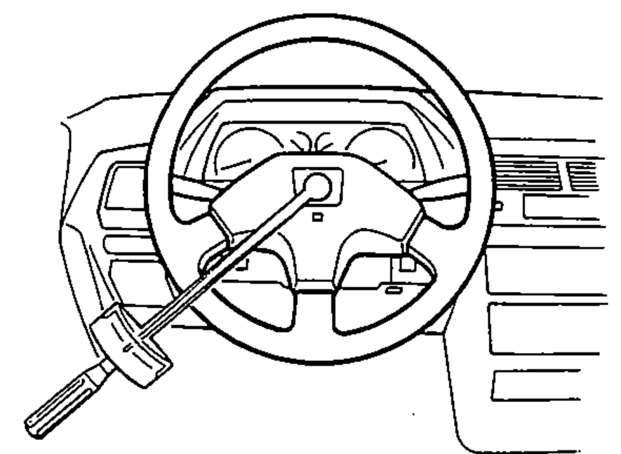 Steering wheel installed in straight-ahead position with the mount nut being tightened by a torque wrench.