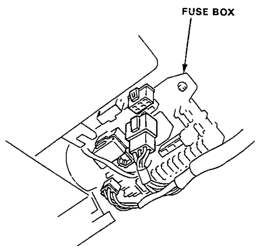 Under-dash view at the left side showing the fuse box where the wire couplers connect.