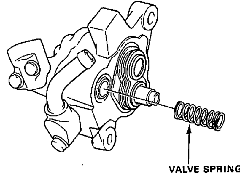 Valve spring being removed from the pump housing.