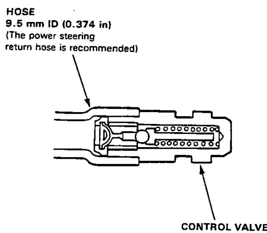 Cutaway of the control valve with a hose attached to its end for the air-leak test.