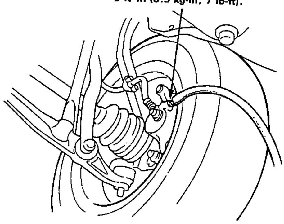 Front brake assembly showing the location of the front bleed screw on the caliper, with torque callout.