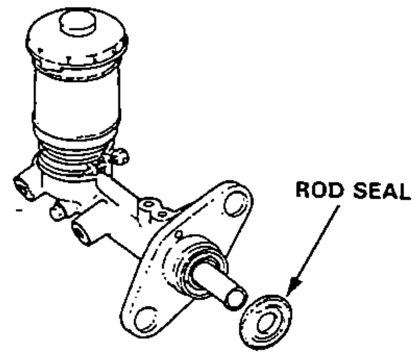 Master cylinder with a new rod seal being installed at the end of the piston.