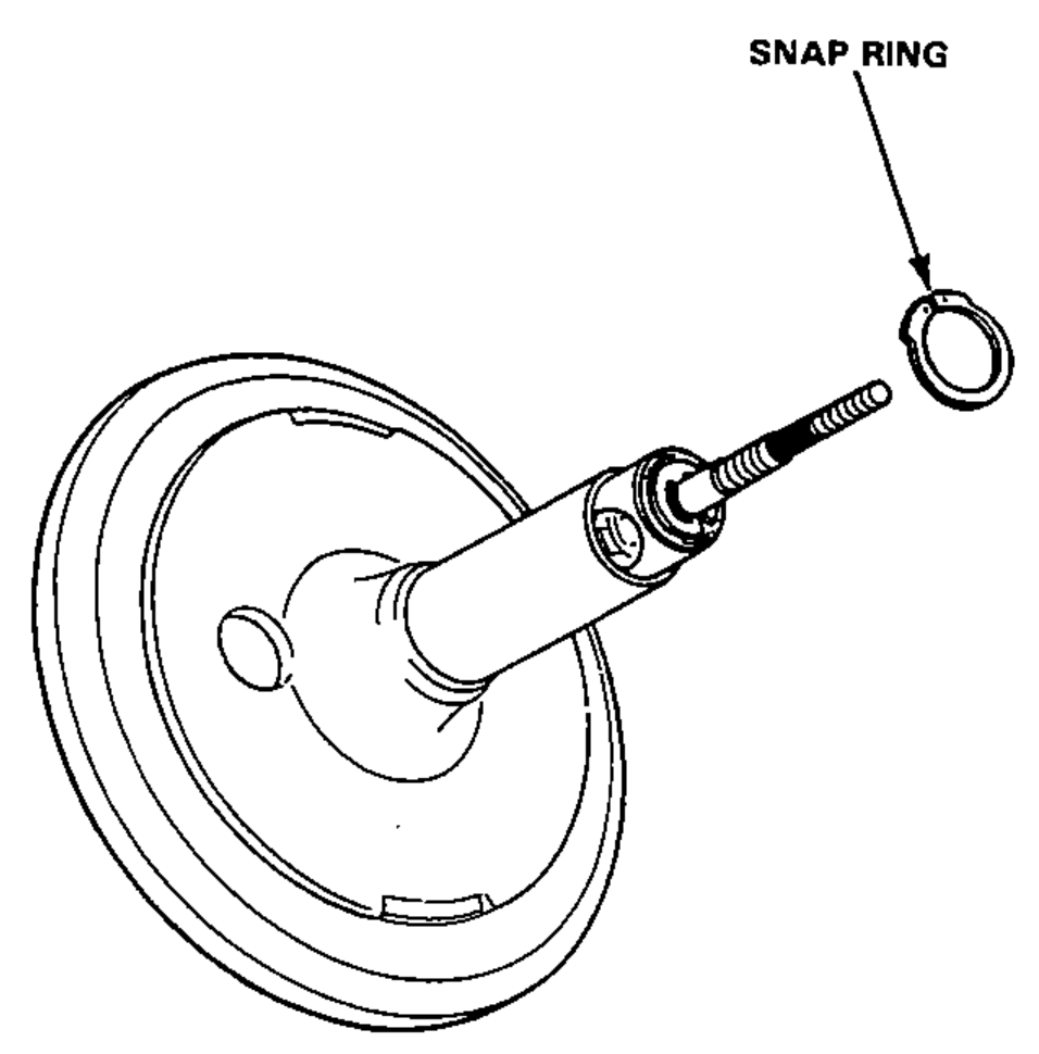 Booster piston with the push rod being removed after removing the snap ring.