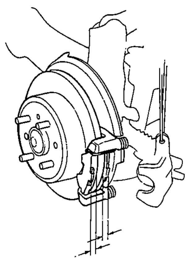 Rear brake disc/hub assembly with the caliper and pads in place at the knuckle.