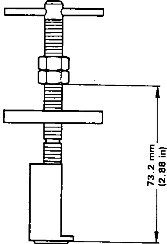 Brake spring compressor special tool adjusted to the specified dimension for reassembly.