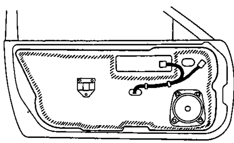 Inner door panel showing the plastic cover reinstalled with adhesive applied along its edge to maintain a continuous seal.