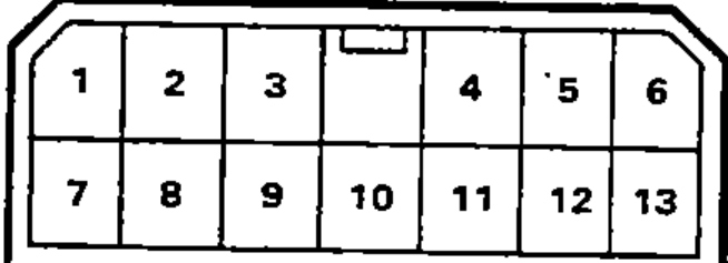 Function control switch 13P connector terminal layout, top row numbered 1-6 and bottom row 7-13.