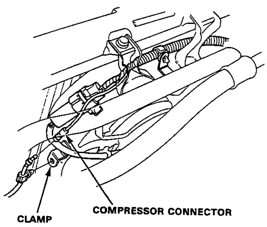 Compressor connector and wiring clamp to be disconnected.
