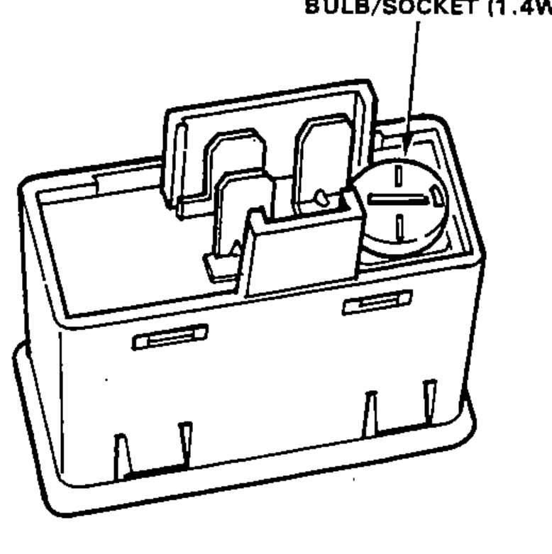 Indicator bulb and socket in the seat heater switch, removed by turning 45 degrees counter-clockwise.