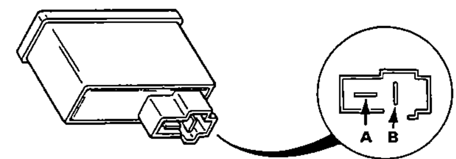 Headlight washer switch with its 2-P connector disconnected, and a detail circle showing the two switch terminals labelled A and B.